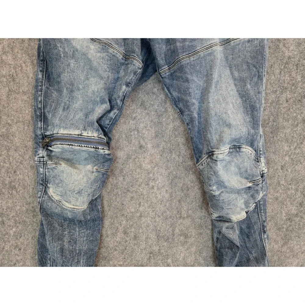G-Star Raw 5620 3D Zip Knee Skinny Men's Jeans Blue Denim Sz 35x32 Moto